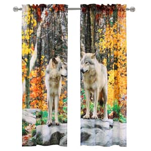 Photo Real Multi Polyester Digitally Printed 76 in. W x 84 in. L Rod Pocket Light Filtering Curtain (Double Panels)