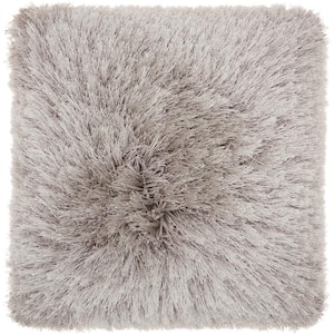 Lifestyles Light Gray Shag 20 in. x 14 in. Rectangle Throw Pillow