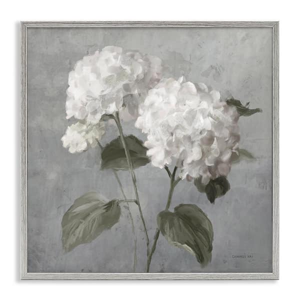 Stupell Industries White Hydrangeas Pair by Danhui Nai Gray Framed Nature Giclee Art Print 17 in. x 17 in.