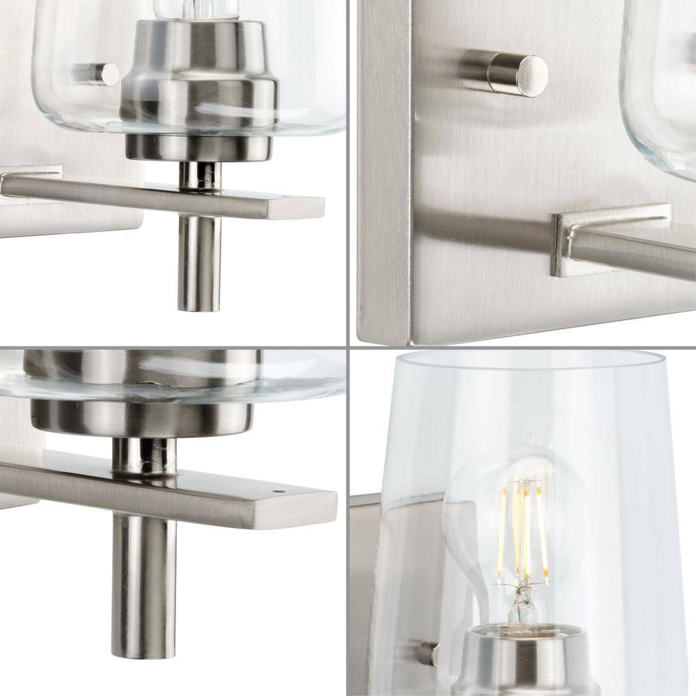Brushed Nickel Cylinder Wall Sconce with Clear Glass Shade