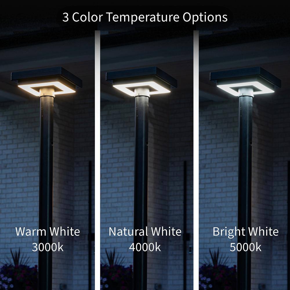 Black Aluminum Modern LED Solar Lamp Post Light