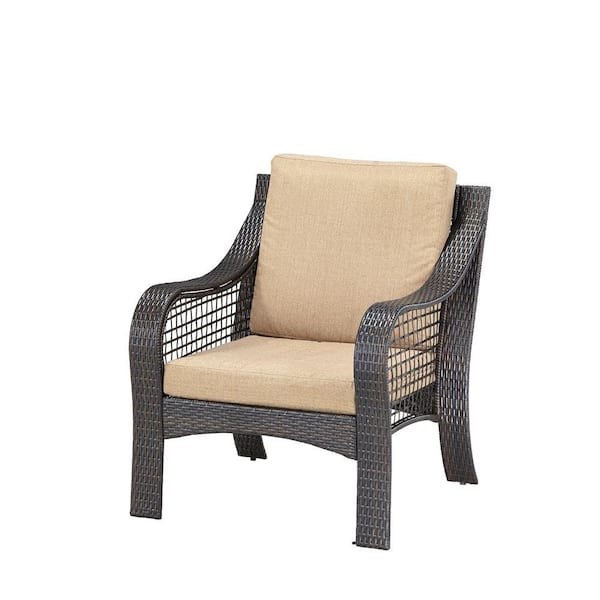 Home Styles Lanai Breeze Deep Brown Woven Patio Accent Chair with Cushion