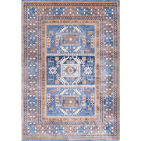 Lorena Tribal Panels Blue 12 ft. x 15 ft. Area Rug