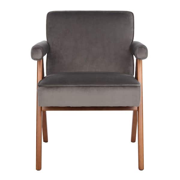 SAFAVIEH Suri Dark Gray/Brown Upholstered Accent Arm Chair