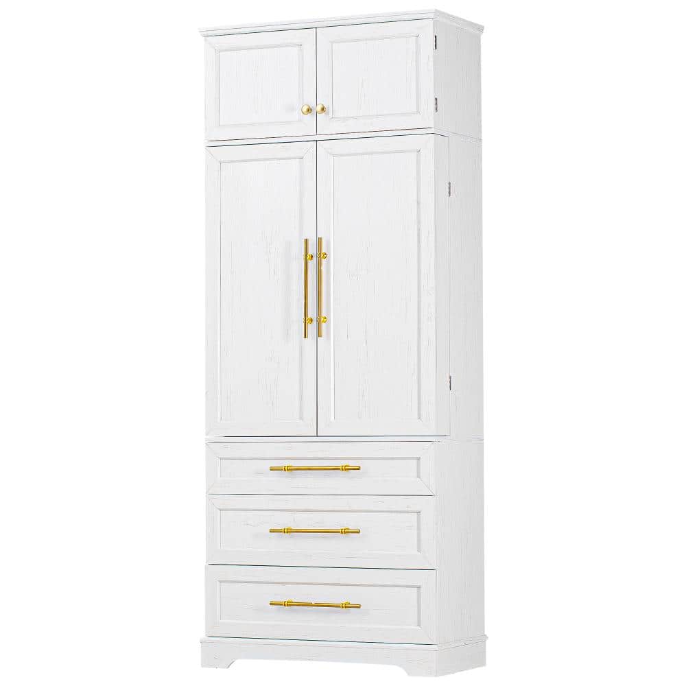 31.5 in. W x 15.75 in. D x 78.2 in. H White Linen Cabinet with 8 Door Shelves, 3 Adjustable Shelves, 3 Large Drawers price history on PriceWatchPro