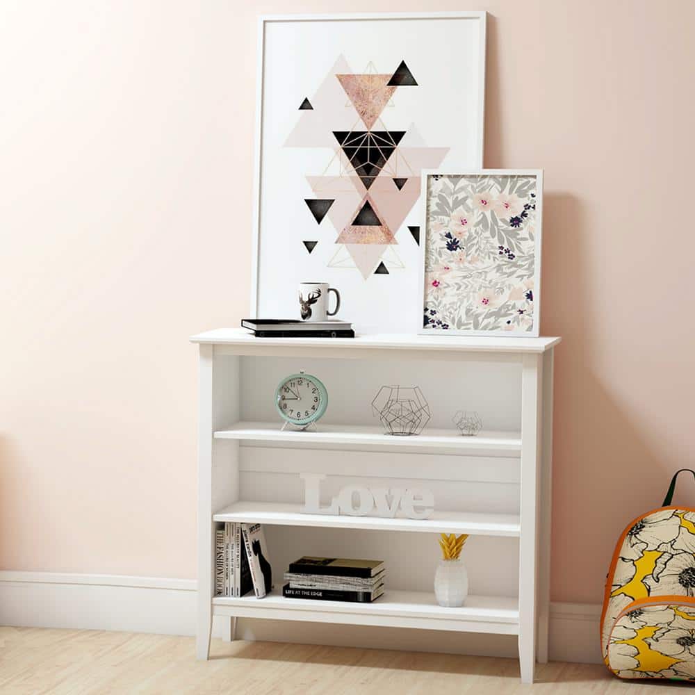 White Adjustable Kids Wooden Under Window Bookcase