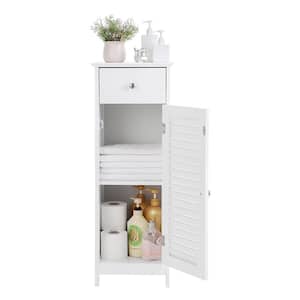 12.6 in. W x 34 in. H x 12 in. D Waterproof Bathroom Floor Storage Linen Cabinets with Drawer Space Saver in White