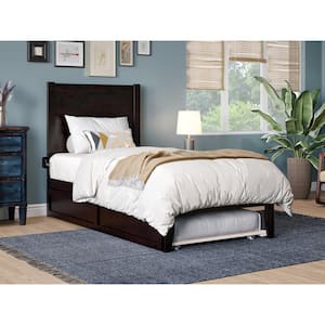 NoHo Espresso Twin Solid Wood Platform Bed with Twin Trundle