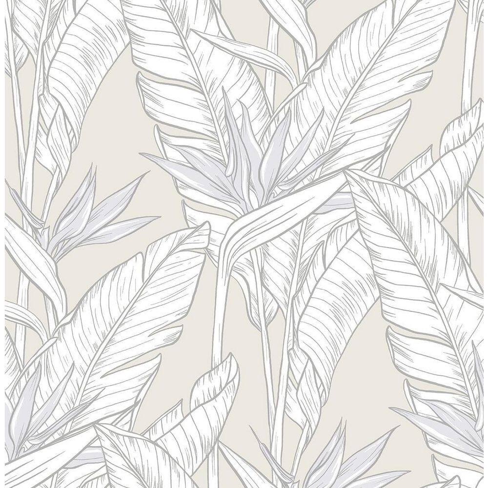 STACY GARCIA HOME Pearl Grey and Metallic Silver Birds of Paradise ...