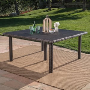 64 in. Brown Square Rattan Outdoor Dining Table