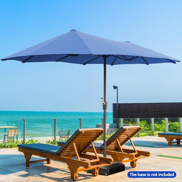 13 ft. Market Double-Sided Rectangular Patio Umbrella in Blue without Weights