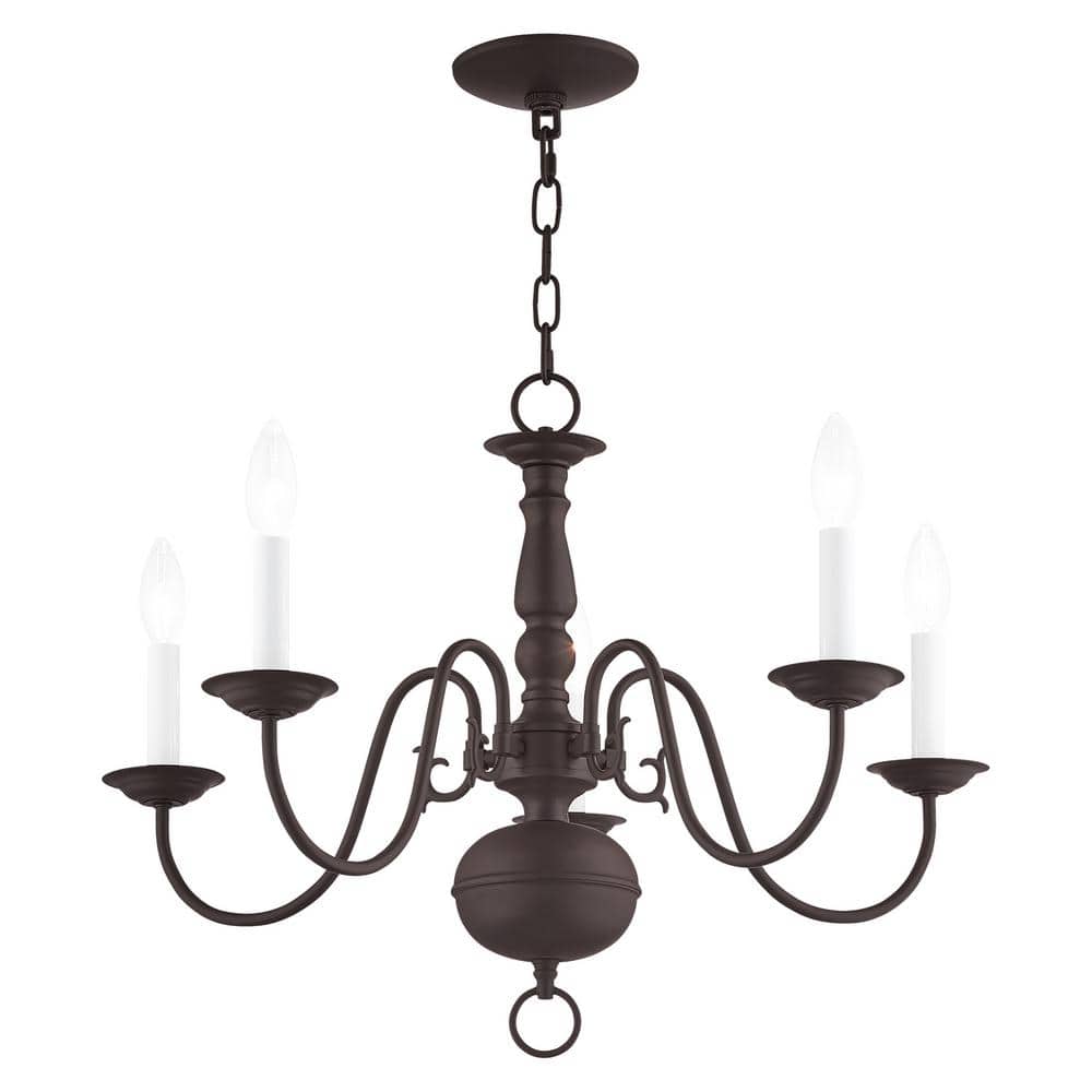 Elegant Williamsburgh 5-Light Bronze Steel Chandelier