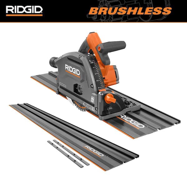 RIDGID 18V Brushless Cordless Track Saw (Tool Only) with (2) 27 -1/2in.  Tracks, (1) 60 in Track, and (4) Connector Bars R48630B-AC60TS The Home  Depot