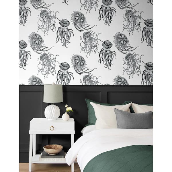 Inkwell Jellyfish Vinyl Peel and Stick Wallpaper Roll (30.75 sq. ft.)