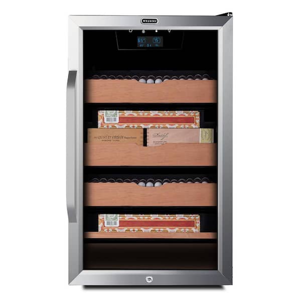 14" 4.2 cu. ft. 650-count Cigar Cooler Humidor Spanish Cedar Shelves Stainless Steel Digital Controls