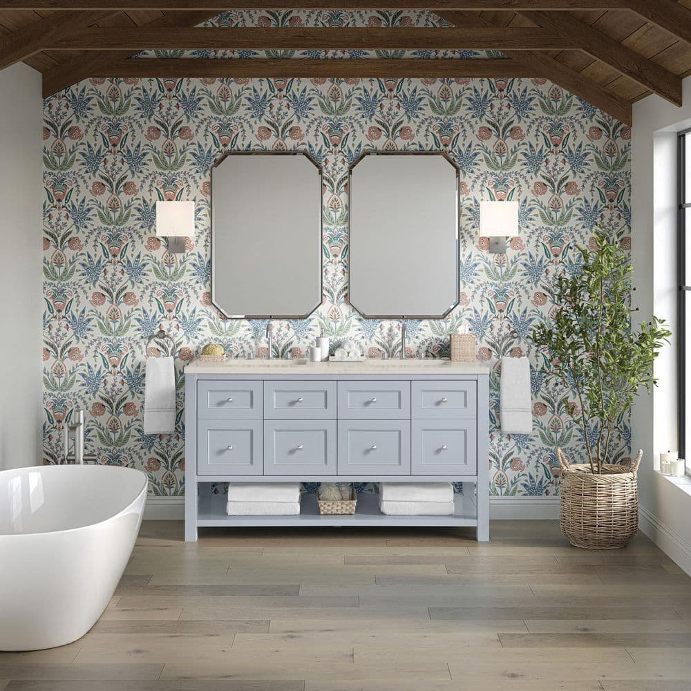 Breckenridge 60.0 in. Double Bath Vanity in Serenity Blue with Siberian Quartz Top price history on PriceWatchPro