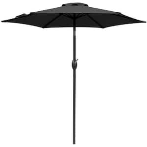 7.5 ft. Market Patio Umbrella with Push Button Tilt and Crank 6 Sturdy Aluminum Ribs in Black