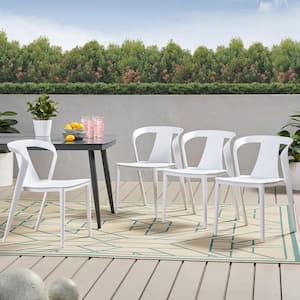 Orchid White Stackable Plastic Outdoor Dining Chair (4-Pack)