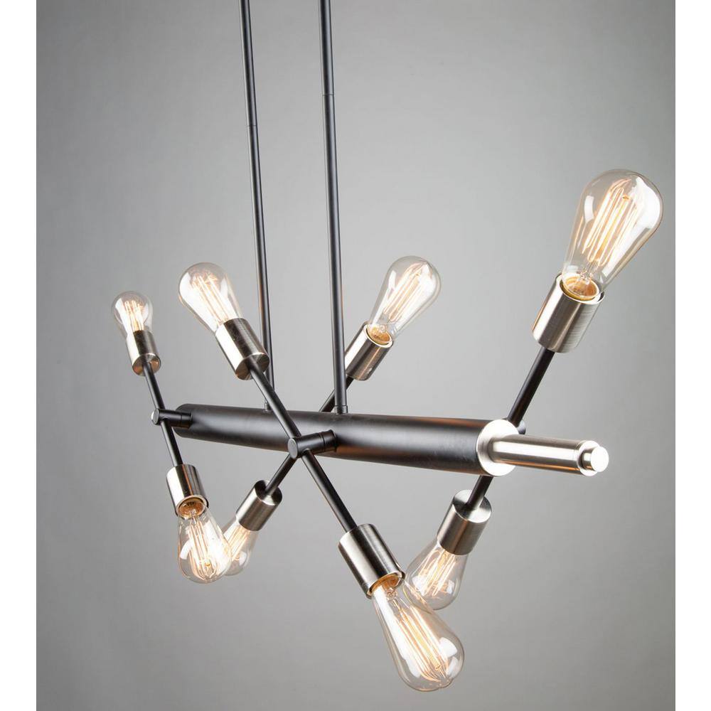 Truro Black & Brushed Nickel 8-Light Linear Island Chandelier
