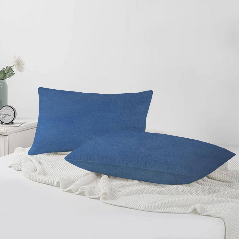 Prussian Blue Velvet 12x20 Inch Decorative Pillow Covers Set of 2