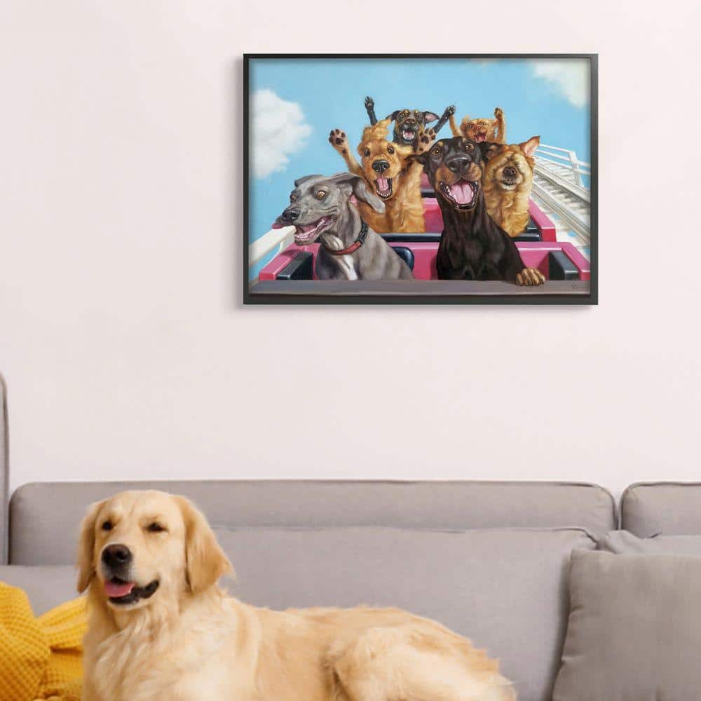 Dogs Riding Roller Coaster Fun Canvas Wall Art