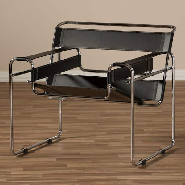 Jericho Black Faux Leather Upholstered Accent Chair