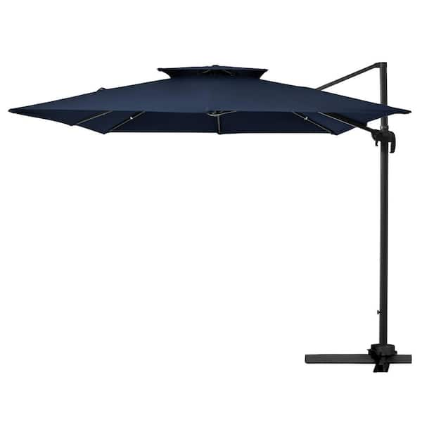 JEAREY 9 Ft. X 9 Ft. Square Outdoor Patio Cantilever Umbrella In Navy ...