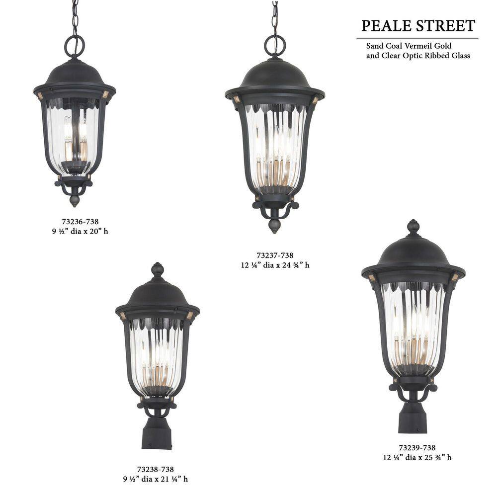 Peale Street 20" Sand Coal and Gold Outdoor Hanging Light