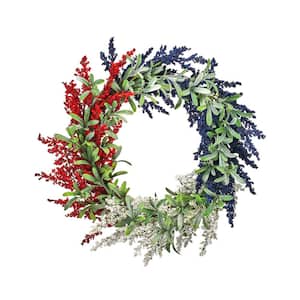 Patriotic 24 in. Red, White Blue Artificial Astilbe Wreath