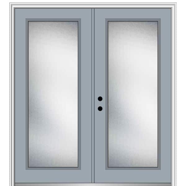 MMI Door 72 in. x 80 in. Micro Granite Right-Hand Inswing Full Lite Decorative Painted Fiberglass Smooth Prehung Front Door