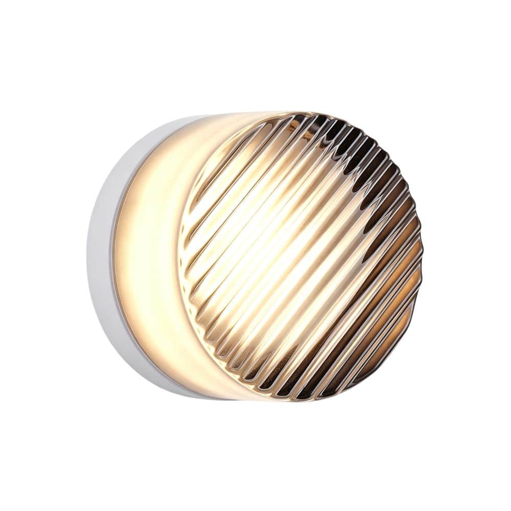 5.1 in LED Wall Sconce With Striped Round Glass , Flush Mount Ceiling Light For Living Room Bathroom Porch Deco price history on PriceWatchPro