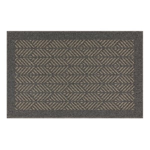 Aspen Border Grey/Hummus 2 ft. 6 in. x 3 ft. 9 in. Machine Washable Area Rug