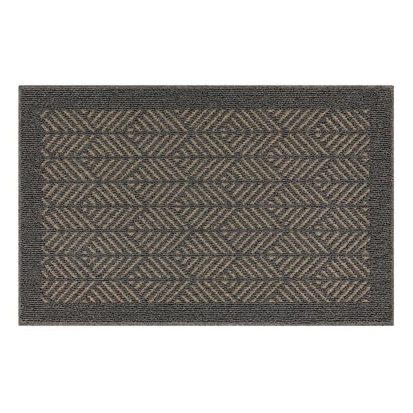 Mohawk Home Aspen Border Grey/Hummus 2 ft. 6 in. x 3 ft. 9 in. Machine Washable Area Rug