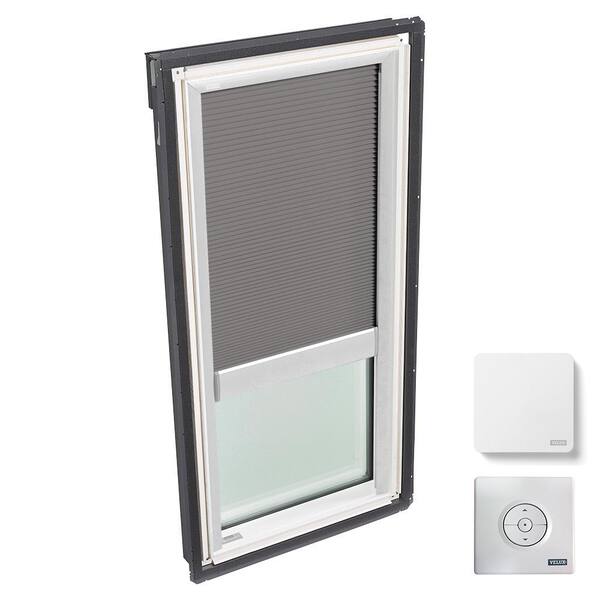 VELUX 21 in. x 37-7/8 in. Fixed Deck Mount Skylight with Laminated Low-E3 Glass and Gray Solar Powered Room Darkening Blind
