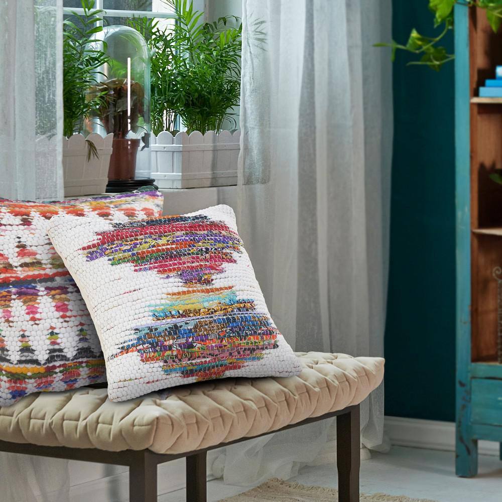 Nomad 20" Square Multicolor Cotton Geometric Throw Pillow