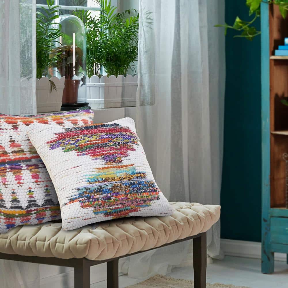 Nomad 20" Square Multicolor Cotton Geometric Throw Pillow