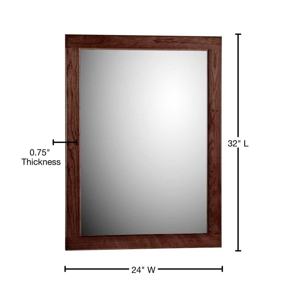 Dark Alder Rectangular Wood Bathroom Vanity Mirror