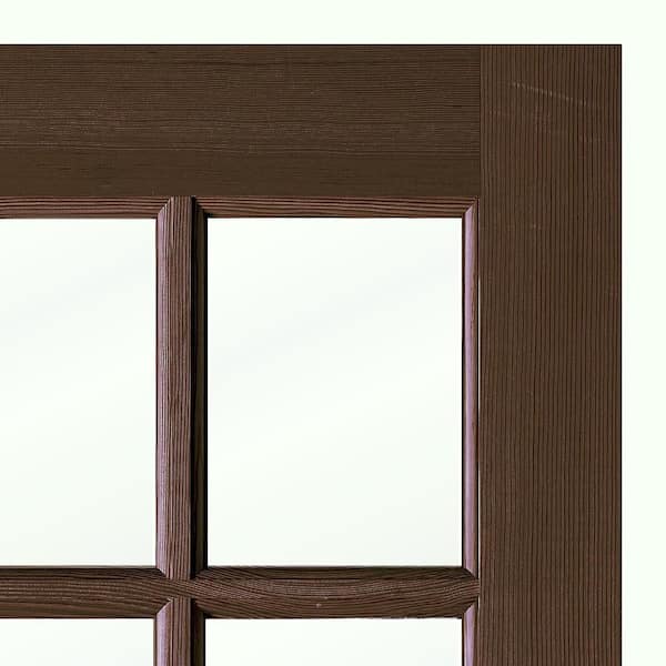 DIY 36 in. x 80 in. Hemlock Left-Hand 9-Lite Clear Glass Black Stain Wood Front Door Kit w/ Quick Assemble Jamb