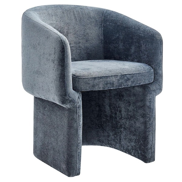 Verity Modern Chenille Barrel Dining Chair in Slate Blue-Fabric Upholstered Accent Armchair With Curved Back