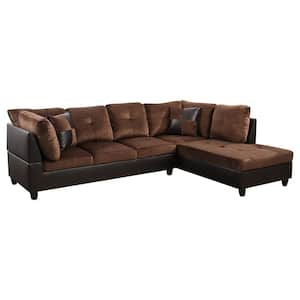 103.50 in. W Flared Arm 2-piece Fabric L Shaped Modern Right Facing Chaise Sectional Sofa in Brown