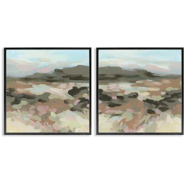 Stupell Industries Desert Impression Abstraction by June Erica Vess 2 Pieces Black Framed Nature Giclee Art Print 24 in. x 24 in.