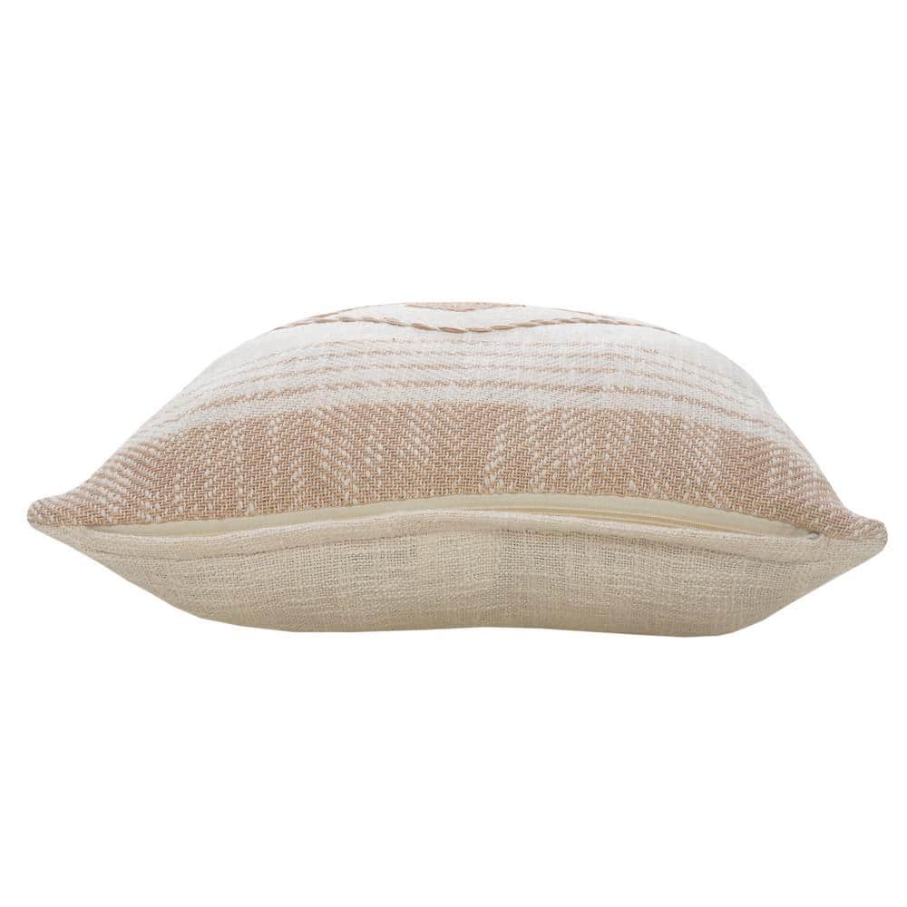 Coastal Peach and White Geometric Diamond Throw Pillow 20"