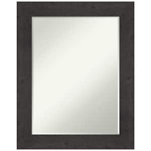 Rustic Plank Espresso 23.5 in. x 29.5 in. Petite Bevel Farmhouse Rectangle Framed Bathroom Wall Mirror in Brown