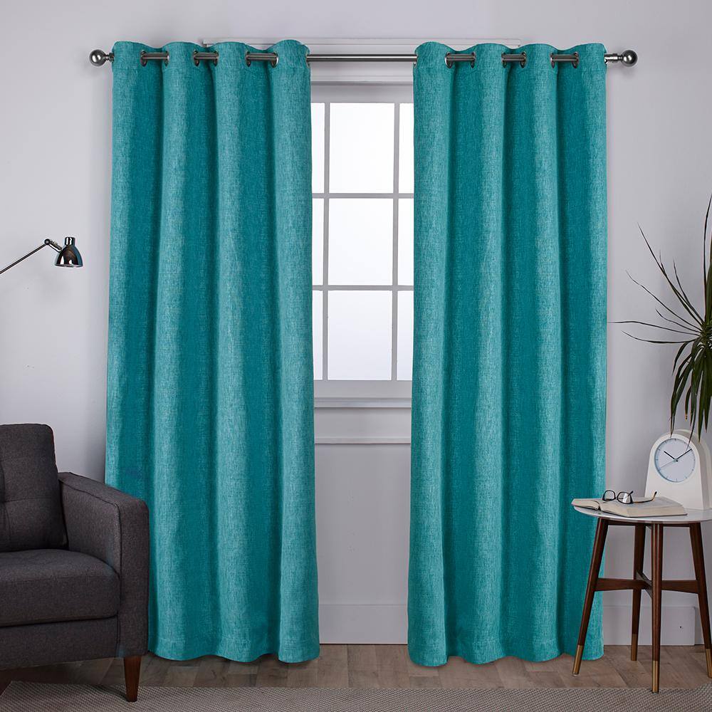 Exclusive Home Curtains Vesta Teal Solid Woven Room Darkening Grommet