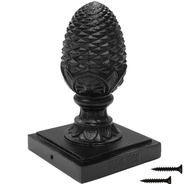 NUVO IRON 6 in. x 6 in. Black Aluminum Ornamental Pineapple Post Cap (12-Pack)