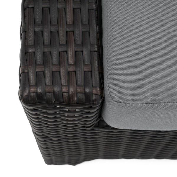 Deco Wicker Outdoor Patio Sofa with Sunbrella Charcoal Gray Cushions