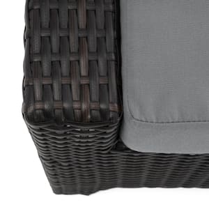 Deco 8-Piece All Weather Wicker Patio Sofa and Club Chair Deep Seating Set with Sunbrella Charcoal Gray Cushions