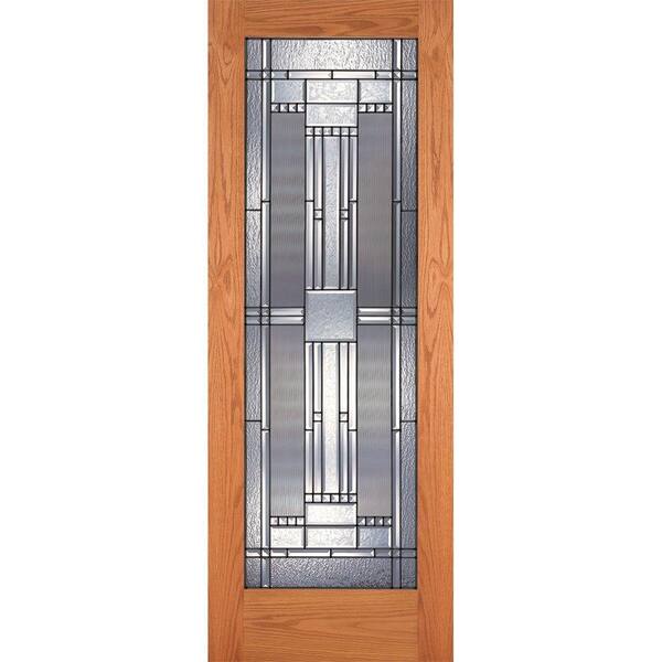Feather River Doors 36 in. x 80 in. 1 Lite Unfinished Oak Preston Patina Woodgrain Interior Door Slab