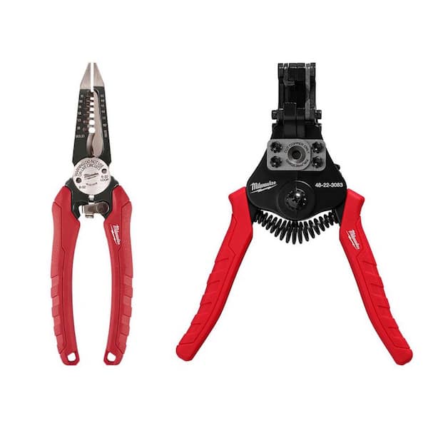 Milwaukee 7.75 in. Combination Electricians 6-in-1 Wire Strippers Pliers with Automatic Wire Stripper and Cutter (2-Piece)
