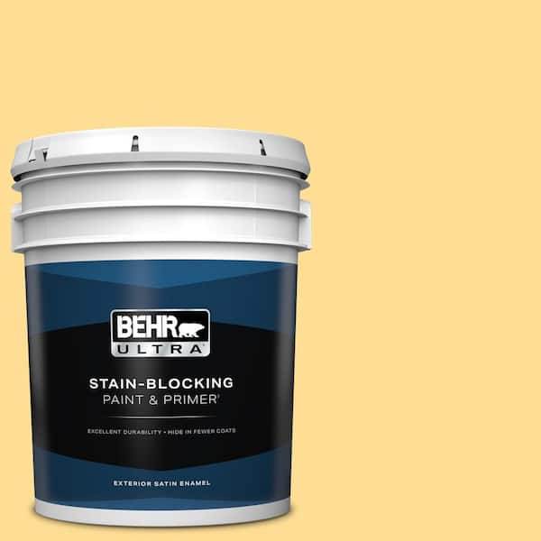 BEHR ULTRA 5 gal. #350B-5 Straw Hat Satin Enamel Exterior Paint & Primer